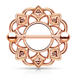 Pair of Tribal Shield Nipple Ring with 316L Surgical Steel Barbell