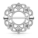 Pair of Tribal Shield Nipple Ring with 316L Surgical Steel Barbell