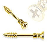 Pair of Screw Shaped Nipple Bar 316L Surgical Steel