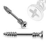 Pair of Screw Shaped Nipple Bar 316L Surgical Steel