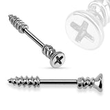 Pair of Screw Shaped Nipple Bar 316L Surgical Steel