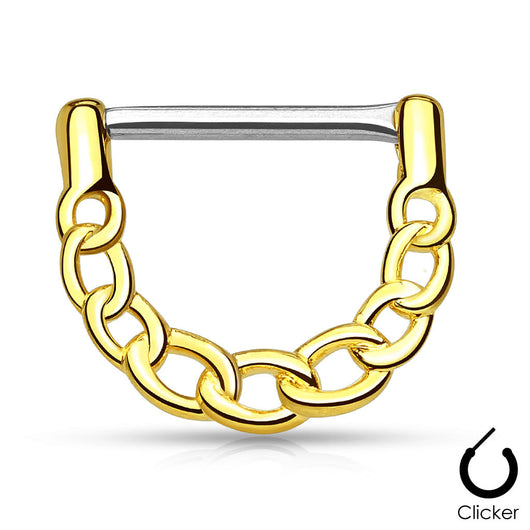 Pair of Linked Chain Design 316L Surgical Steel Nipple Clicker