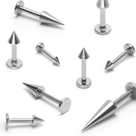 Basic 316L Surgical Steel Spike Labret Studs 18GA