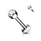 1 Pc CZ Ball Internally Threaded Lip Labret Ear Cartilage 18G
