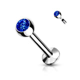 1 Pc CZ Ball Internally Threaded Lip Labret Ear Cartilage 18G