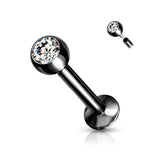 1 Pc CZ Ball Internally Threaded Lip Labret Ear Cartilage 18G