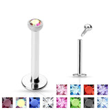 CZ Top Internal Threaded Labret Monroe Daith Tragus Helix Stud