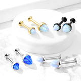 Spike Opal Top Lip Labret Stud For Chin Ear Cartilage Helix 16G