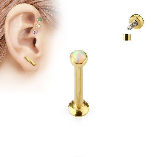 Opal IP Internal Threaded Labret Monroe Daith Tragus Helix Stud