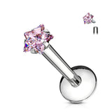 3 mm Star CZ Prong Set Surgical Steel Labret Monroe Daith Tragus Helix Stud