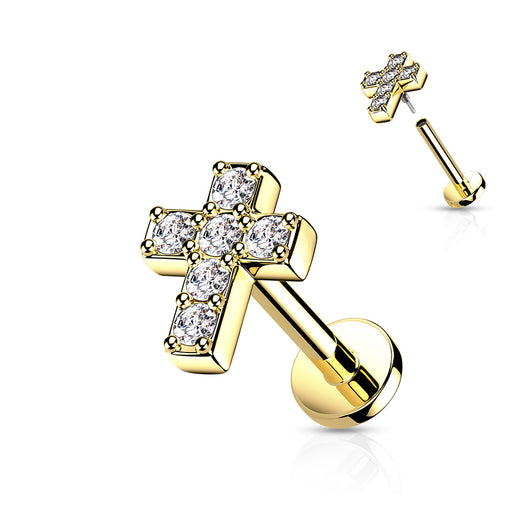 CZ Cross All Surgical Steel Labret Tragus Helix Ear Cartilage Studs