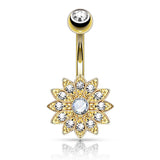 Petite CZ Flower Surgical Steel Navel Belly Button Rings