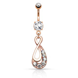Infinity Drop with Paved Gems Dangle Navel Belly Button Ring