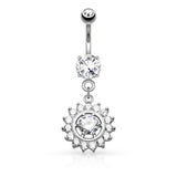 Claw Set CZ Dangle Surgical Steel Belly Button Navel Rings