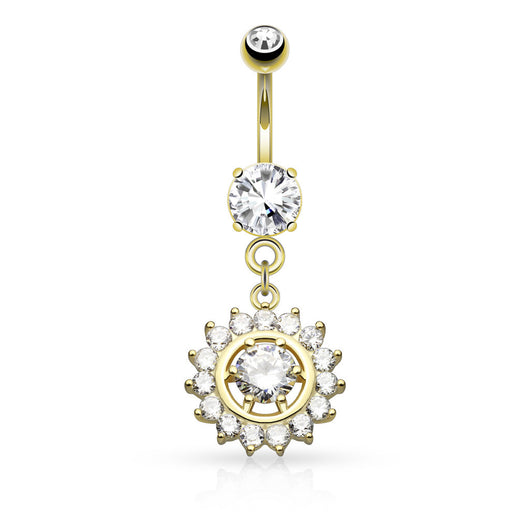 Claw Set CZ Dangle Surgical Steel Belly Button Navel Rings