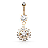 Claw Set CZ Dangle Surgical Steel Belly Button Navel Rings