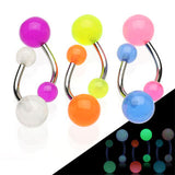 20 Pc Value Pack 6 Colors Of Glow In Dark Ball Navel Belly Button Rings