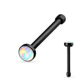 White Synthetic Opal Set Flat Top 316L Surgical Steel Nose Studs