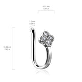 CZ Paved Dia Flower Non Piercing Nose Ring Ear Clips
