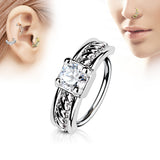 Prong CZ Ear Cartilage Daith Tragus Helix Earrings Hoop Nose Rings