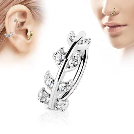 CZ Vine Ear Cartilage Daith Tragus Helix Earrings Hoop Nose Rings