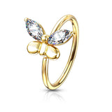 CZ Butterfly Bendable Cartilage Tragus Helix Earrings Hoop Nose Rings