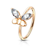CZ Butterfly Bendable Cartilage Tragus Helix Earrings Hoop Nose Rings