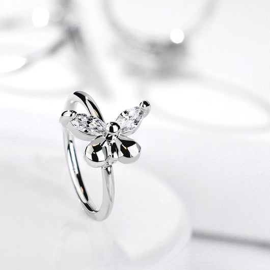 CZ Butterfly Bendable Cartilage Tragus Helix Earrings Hoop Nose Rings