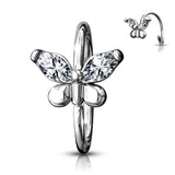CZ Butterfly Bendable Cartilage Tragus Helix Earrings Hoop Nose Rings