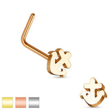 Nautical Anchor Top 316L Surgical Steel "L" bend Nose Stud Rings