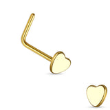 Heart Top 316L Surgical Steel "L" bend Nose Stud Rings