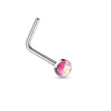 2.5 MM Opal Stone Top Surgical Steel "L" bend Nose Stud Rings