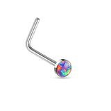 Value Pack 4 pcs Synthetic Opal Set "L" Bend Nose Stud Rings