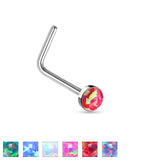 2.5 MM Opal Stone Top Surgical Steel "L" bend Nose Stud Rings