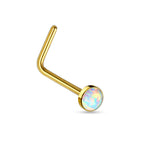 Synthetic Opal Top Surgical Steel "L" bend Nose Stud Rings