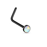 Synthetic Opal Top Surgical Steel "L" bend Nose Stud Rings