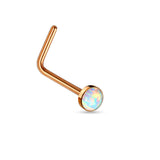 Synthetic Opal Top Surgical Steel "L" bend Nose Stud Rings