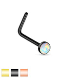 Synthetic Opal Top Surgical Steel "L" bend Nose Stud Rings