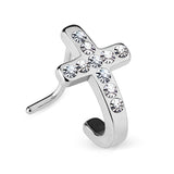 Pave Crystals Cross 316L Surgical Steel "L" Bend Nose Stud Rings