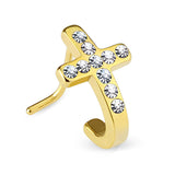 Pave Crystals Cross 316L Surgical Steel "L" Bend Nose Stud Rings