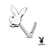 Licensed Playboy Bunny Gold Steel L Bend Nose Bone Studs Rings