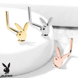 Licensed Playboy Bunny Gold Steel L Bend Nose Bone Studs Rings