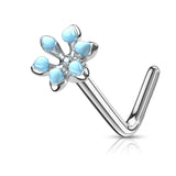 Enamel Flower Top 316L Surgical Steel L Bend Nose Studs Rings