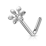 Enamel Flower Top 316L Surgical Steel L Bend Nose Studs Rings