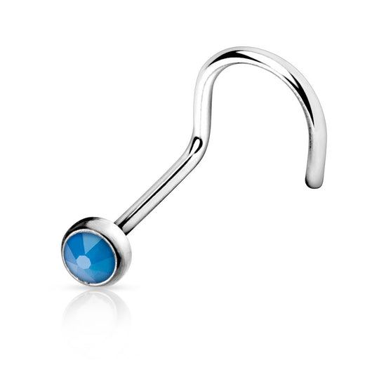 Flat Top Press Fit Opalite Stone 316L Surgical Steel Nose Screw