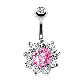 Flower Multi CZ Belly Button Navel Rings