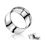 Pair 316L Surgical Steel Double Flared Screw Fit Tunnel Ear Plug
