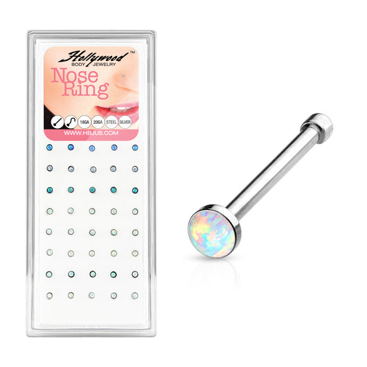 24 Pc Pre Loaded 2.5mm Opal Flat Top Nose Bone Stud Rings