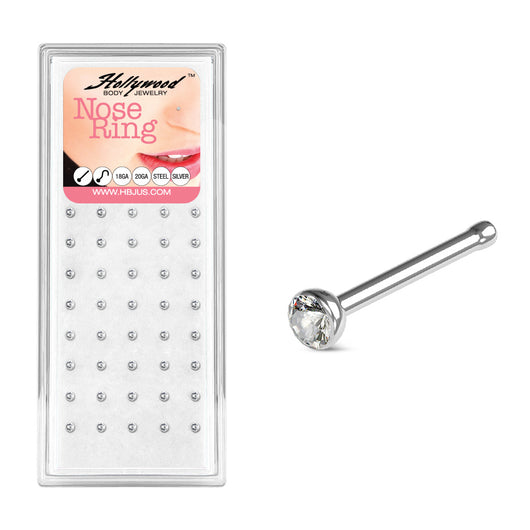 40 Pc Clear 2mm CZ Ball Surgical Steel Nose Bone Stud Pack