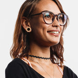 Opalite Stones And Enamel Flowers Gold Screw Fit Flesh Tunnel Ear Plugs